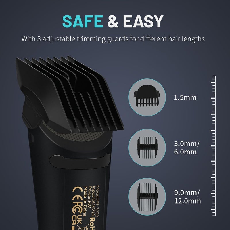 pritech Manscape Body Hair Trimmer for Men - Waterproof Pubic Hair Ball Trimmer, Ceramic Blade Electric Body Shavers for Men with USB-C Charging, Wet & Dry Use & Nick-Free Design, Sensitive Skin Safe - Image 3